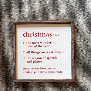 Mudpie Christmas Definition Wall Art with Red Text